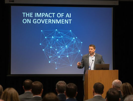 Tim Howell speaking about the impact of AI on government
